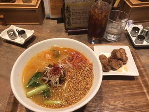 golden sesame tantan, soy meat at T's Tantan - JR Ueno in Tokyo