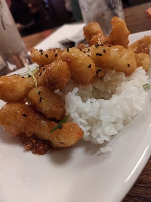 Vegan Korean Fried Shrimp at Ale Mary's Beer Hall in Royal Oak
