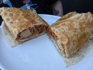 Chicken quesorito (vegan & a special) at Ale Mary's Beer Hall in Royal Oak