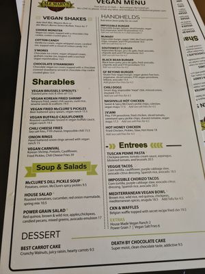 Vegan menu at Ale Mary's Beer Hall in Royal Oak