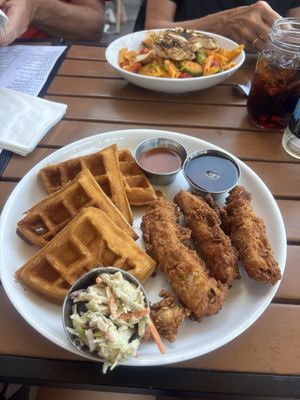 Vegan chkn n waffles  at Ale Mary's Beer Hall in Royal Oak