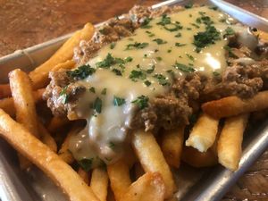 Vegan Chili Cheese Fries at Ale Marys at Ale Mary's Beer Hall in Royal Oak