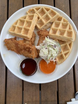 “Chicken” and waffles  at Ale Mary's Beer Hall in Royal Oak