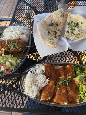 Curry Enchiladas and Chili Relleno.  at Nasha in Austin