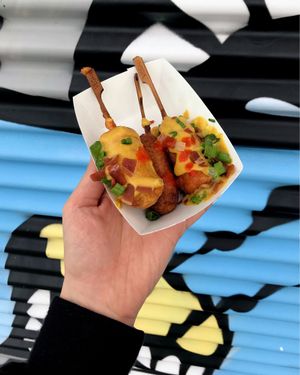 Corn dogs @ Veg Fest at Mythology in Toronto