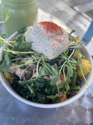 Bowl w nut hummus  at Beloved Natural Cafe & Organic Juicery in San Francisco