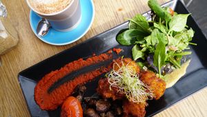 Vegan option Corn fritters at Yonder in Queenstown