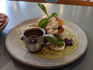 Blueberry and lemon pancakes at Yonder in Queenstown