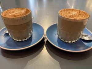 Gingerbread soy lattes  at Yonder in Queenstown