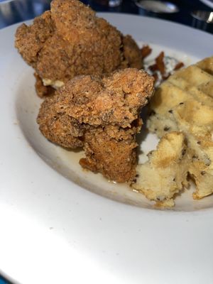 Didn’t taste like chicken but tasted great. Went well with the waffle. at City O' City in Denver