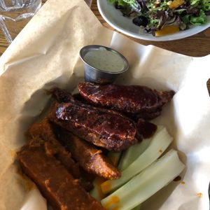 half buffalo and half bbq seitan wings   at City O' City in Denver