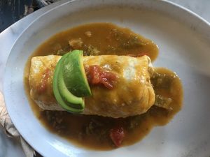 Vegan breakfast burrito $11 with added avocado for $1.25 at City O' City in Denver