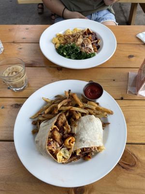 Furthest back - BBQ bowl with tofu, Front - BBQ wrap with seitan  at City O' City in Denver
