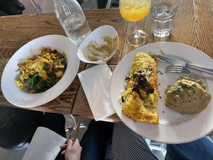 Left - Bacon Breakast bowl, Right - Just Egg Omelette with side of biscuits and gravy  at City O' City in Denver