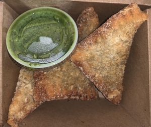 Vegan fried ravioli with pesto  at City O' City in Denver