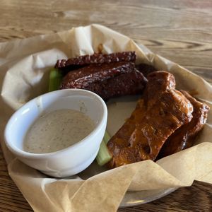 bbq and buffalo seitan wings   at City O' City in Denver