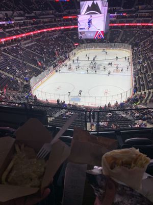 (left) side of vegan poutine (vegan mozz option); (right) bbq mac wrap (seitan option)  at City O' City in Denver