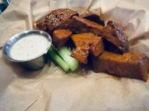 Seitan wings with buffalo sauce at City O' City in Denver