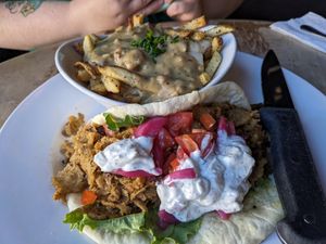Kebab and poutine (vegan) at City O' City in Denver