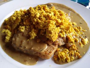 vegan biscuits and gravy and tofu "eggs"  at City O' City in Denver