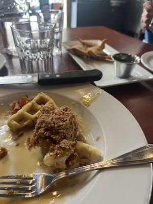 Chickn & waffles Ravioli   at City O' City in Denver