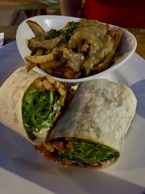 Chickpea & Eggplant shawarma wrap with poutine  at City O' City in Denver