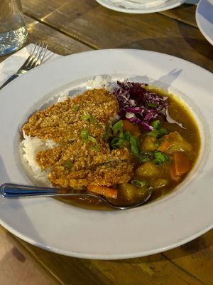 Potato chip crusted Lion’s Mane with Japanese curry at City O' City in Denver