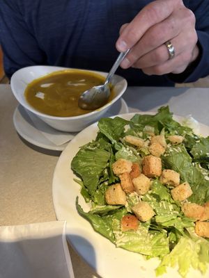 Butternut soup and salad   at City O' City in Denver