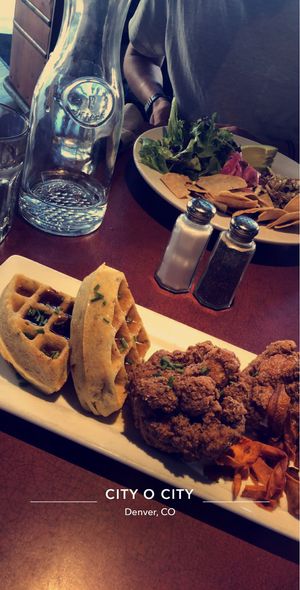 Chicken and waffles  at City O' City in Denver