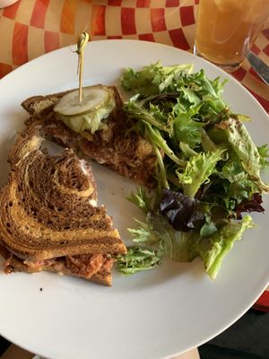 Vegan Pastrami Sandwich and mixed greens at City O' City in Denver