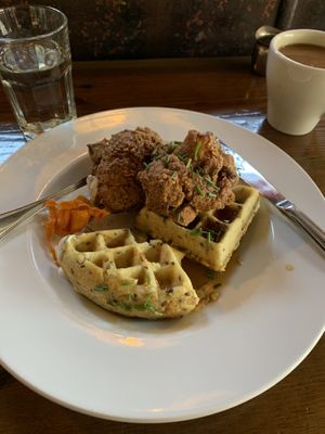 chicken and waffles at City O' City in Denver