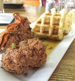The famed chicken + waffles at City O' City in Denver