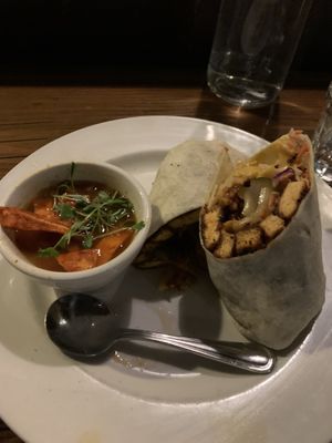 BBQ tofu wrap with side of soup at City O' City in Denver