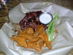 seitan wings, half buffalo and half BBQ at City O' City in Denver