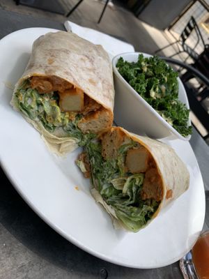 Buffalo wrap w a side of mustard greens 🥰 at City O' City in Denver