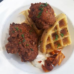 Vegan GF Chicken and Waffles at City O' City in Denver