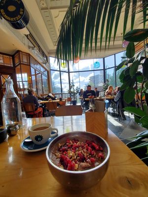 Chocolate rice pudding bowl (served warm!) at Bestie Cafe in Auckland