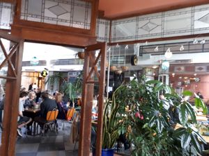 Nice seating area in a light filled arcade at Bestie Cafe in Auckland