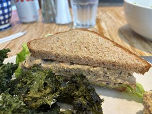 Tu “No Fish” Sandwich with kale chips  at Nectar Cafe & Juice Bar in Lewes