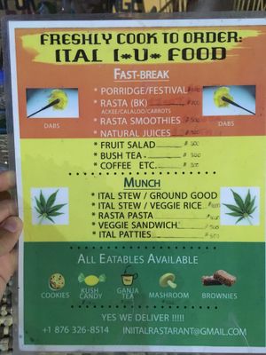 Menú  at Ini Ital Rastarant in Negril