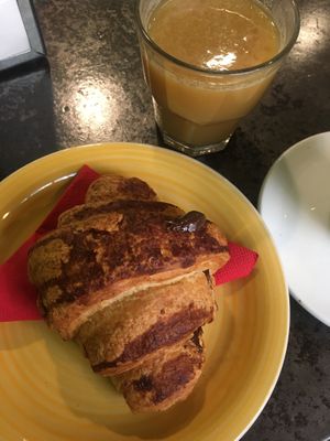 Sweet croissant with hazelnut chocolate cream at L'Orto Bistrot in Turin