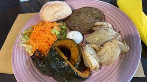 Pumpkin and eggplant burger  at L'Orto Bistrot in Turin