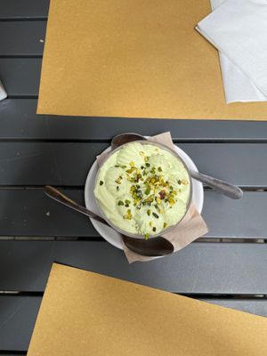 Pistachio tiramisu at L'Orto Bistrot in Turin