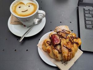 Croissant with chocolate and fig at L'Orto Bistrot in Turin