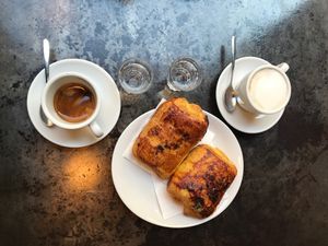 Coffee and chocolate croissants at L'Orto Bistrot in Turin