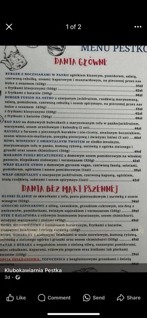Menu   at Klubokawiarnia Pestka in Czestochowa