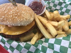 Vegan burger - yum! at Lil' Lotus in Salt Lake City