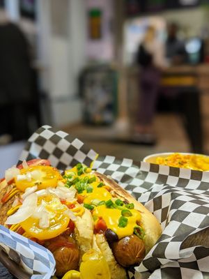 Two hot dogs (field roast) at Lil' Lotus in Salt Lake City