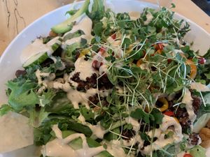 Crispy chickpea and kale salad! Yum 😋  at Upland Brewing Company in Bloomington