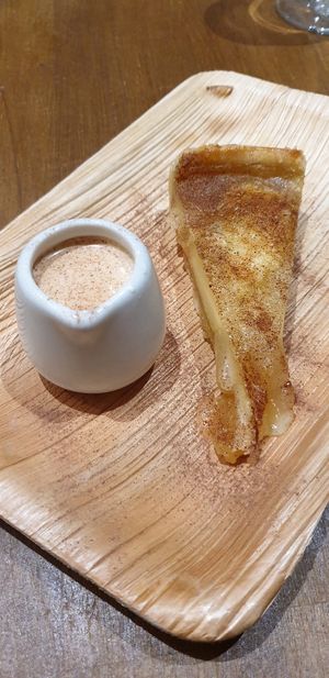 Apple pie and cream at Acorn Pie and Mash in Leigh-on-sea